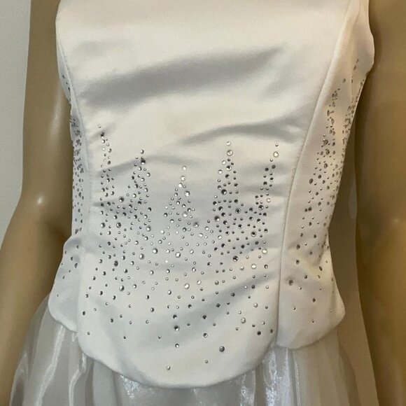 Aspeed white wedding gown corset rhinestone top 3-layer chiffon skirt EUC Size 4 - Picture 4 of 11